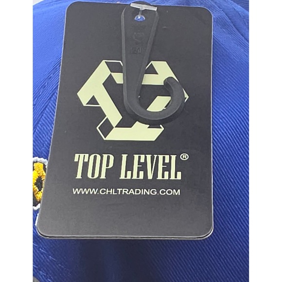 Top‎ Level Happy Snapback Hat Blue Yellow Sparkly Grill Hip Hop Baseball Cap NWT - Picture 12 of 13